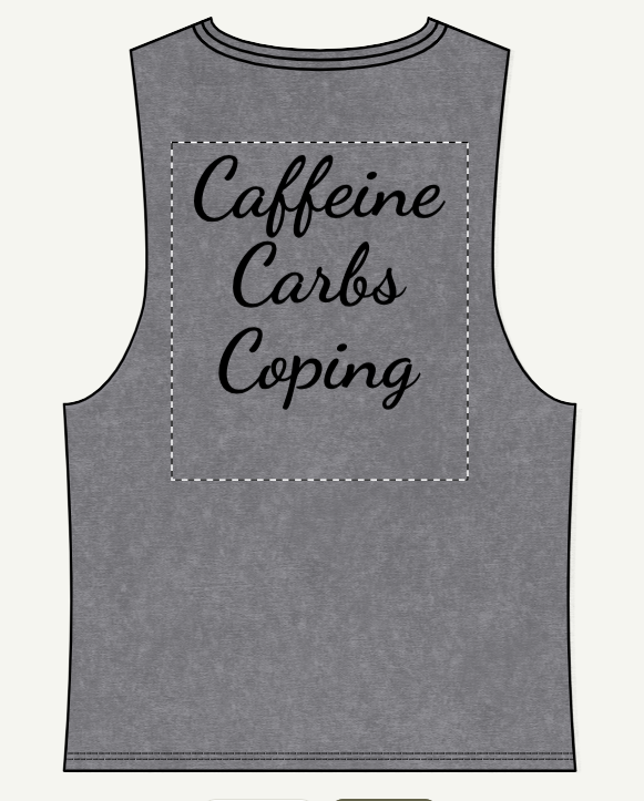 Caffeine, Carbs, Coping Casual Stonewash Tank Top for Everyday Wear, Unisex Fitness Top, Workout Shirt