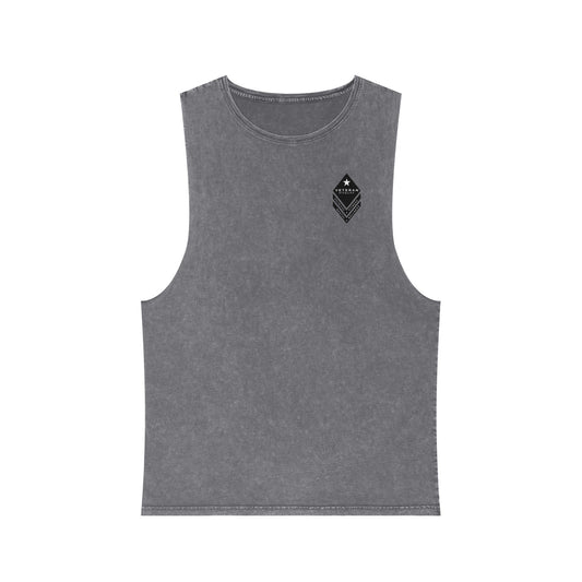 Caffeine, Carbs, Coping Casual Stonewash Tank Top for Everyday Wear, Unisex Fitness Top, Workout Shirt