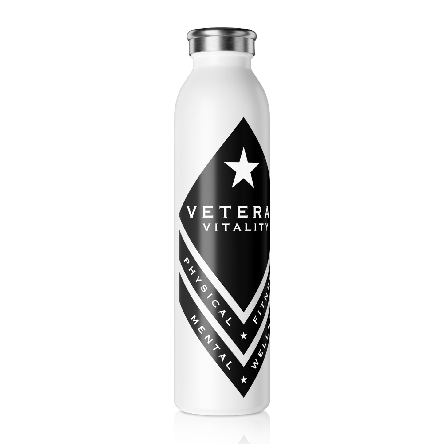 Veteran Vitality Slim Water Bottle | Fitness, Wellbeing, Motivational Gift, Travel, Gym Essential